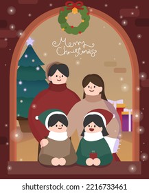 Cozy Happy Christmas background illustration 