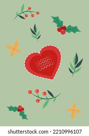Cozy heart with floral decoration vector