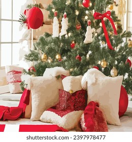 Cozy holiday setup with festive decor