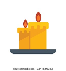 Cozy home burning candles icon flat vector. Interior room. Cute work isolated