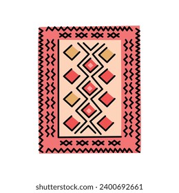 Cozy home carpet flat element. Floor covering, interior decor. Vector isolated sign. Digital illustration for web page, mobile app, promo.