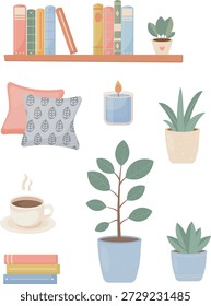 Conjunto de vetor de decoração de casa aconchegante