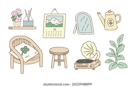 Cozy Home Decor and Vintage Element Set