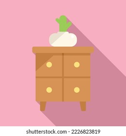 Cozy home drawer icon flat vector. House chair. Cute work