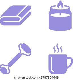 Cozy home essentials featuring a blanket, candle, dumbbell, and steaming mug in a serene setting