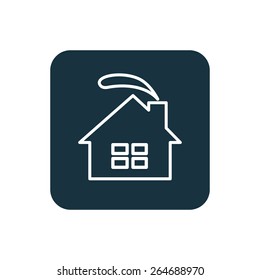 cozy home icon Rounded squares button, on white background 