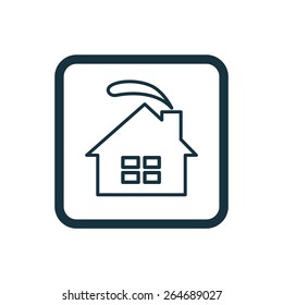 cozy home icon Rounded squares button, on white background 