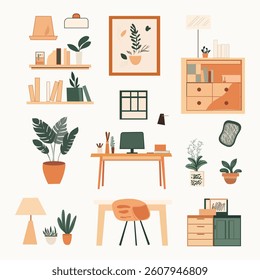 Cozy Home Office Interior – Flat Design 