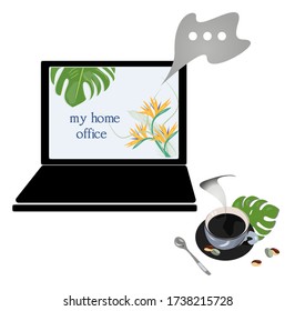
Cozy home office. Remote work.
Vector isolated.