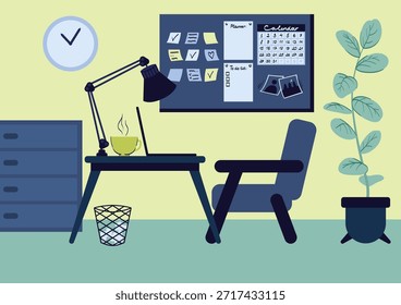 Cozy home office setup. Vector stock illustration