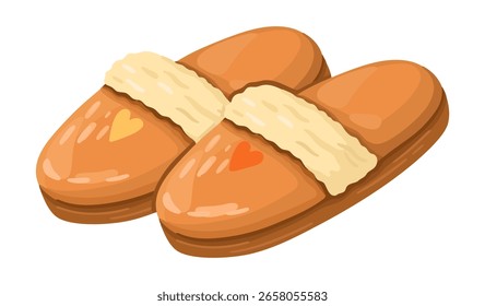 Dibujo de zapatillas de casa acogedora. Vector.