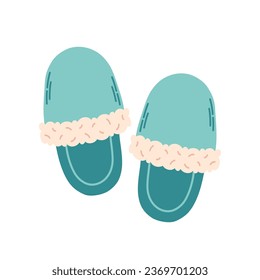 Cozy home slippers. Shoes for home. Vector illustration in flat style