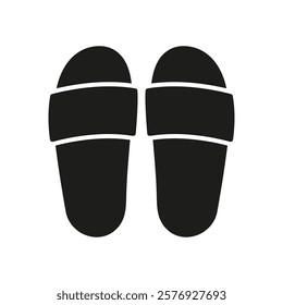 Cozy Home Slippers Silhouette Icon. Footwear For Nighttime Comfort Glyph Symbol. Isolated Vector Illustration.