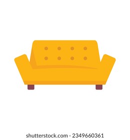 Cozy home sofa icon flat vector. Interior house. Cute furniture isolated