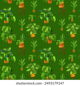 Cozy Home - Vector sin patrón. Hobby ecológico y concepto de salud mental.  Vector hecho a mano, no AI