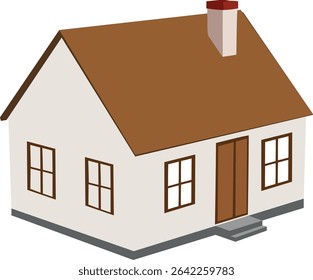 Cozy house boasting a traditional design with brown roof and chimney, evoking feelings of warmth, comfort, and home