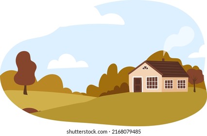 Cozy house landscape vector illustration