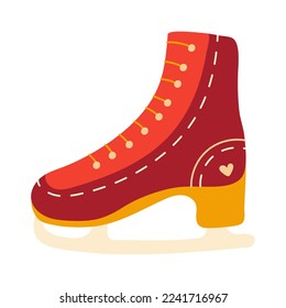 Cozy ice skating shoe isolated on white background, footwear for winter sports, figure skating or hockey, time for hygge design element