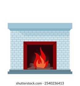 ilustração acolhedora de lareira com fogo ardente