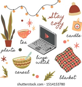 Cozy illustration set autumn essentials