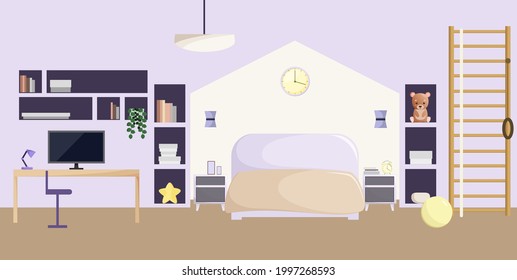Cozy interior of a children's room for a boy. Home.