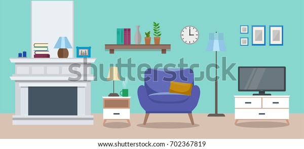 Cozy Interior Modern Elegant Living Room Stock Vector (Royalty Free ...