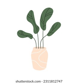 El interior es acogedor, con macetas. Ilustración del vector