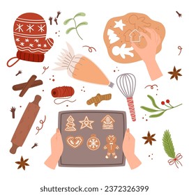 Process Preparing The Christmas Ginger Cookies With Molds, Christmas Baking,  Cake Ingredients, Baking Ingredients PNG Transparent Image and Clipart for  Free Download