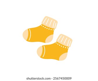 Cozy knitted socks isolated on white background. Cute warm autumn or winter socks. Hand drawn vector illustration in flat cartoon style