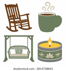 Cozy Late Summer Evening Flat Icons