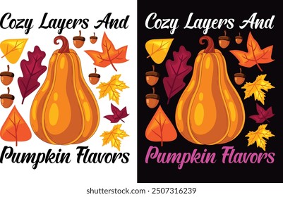 Cozy layers and pumpkin flavors t shirt design and graphics designer