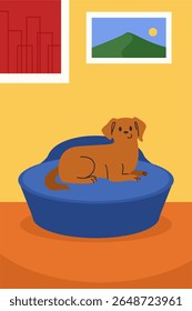Cozy lazy dog vector illustration