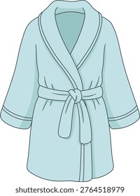 Cozy Light Blue Bathrobe Illustration, Soft Cotton Robe for Spa and Morning Routine, Comfortable Sleepwear and Lounge Apparel Isolated