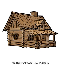 Cozy Log Cabin Vector Illustration