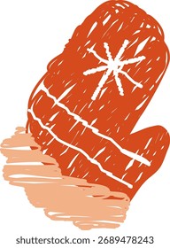 Uma luva acolhedora com um design floco de neve em um estilo esboçado. A ilustração retrata uma luva quente adornada com um motivo de estrela. Ilustração de vetor de desenhos animados.