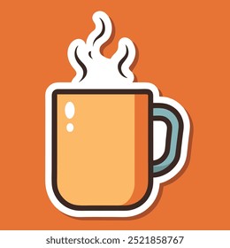 Cozy Mug Sticker Design with Steam and Clean Outline for a Minimalist Sticker Effect