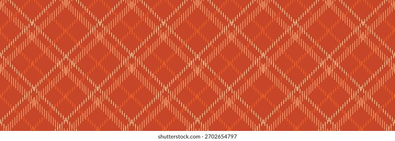 Gemütliches orangefarbenes Argyle-Diamantmuster mit beigen handgezeichneten Linien. Nahtlose Wiederholung für warme herbstlich inspirierte Textilien und Hintergründe