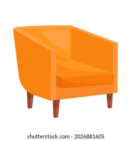 Cozy orange armchair on white background, vector illustration