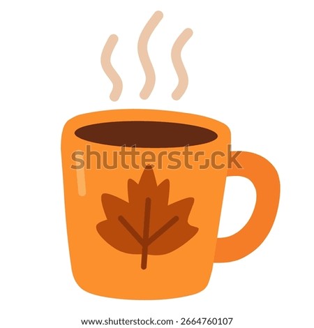 Cozy orange cup with steam, ideal for coffee, tea, or hot chocolate autumn designs.