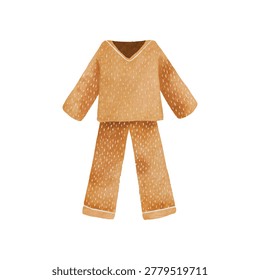 A cozy orange pajama set with long sleeve top and matching pants