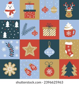 Gemütliche Weihnachten und Neujahr. Frohe Weihnachten Frohe Neujahr geometrischen Muster. Vektorgrafik.
