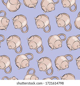 cozy pattern of teapots on a blue background