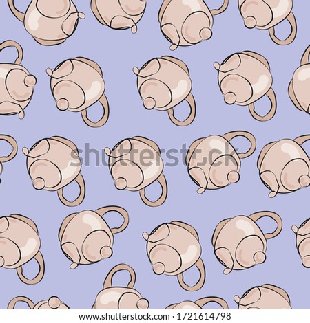 cozy pattern of teapots on a blue background