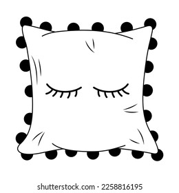 Cozy pillow with decorative pattern in doodle style.