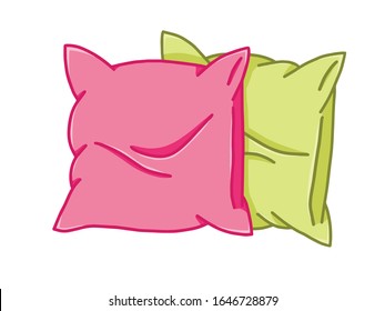 Cómodas almohadas sobre un fondo blanco