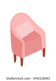 Cozy pink armchair. Vector home armchair isolated. Cute home furniture.