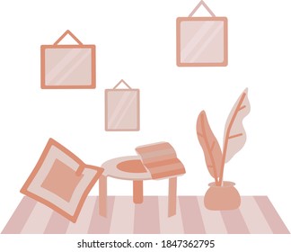 cozy pink vector interior with chair