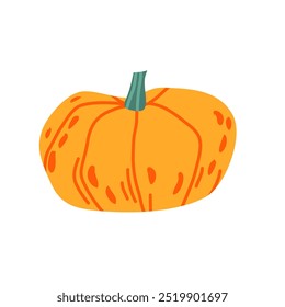 Calabaza acogedora, decoración de halloween, calabaza de cosecha de otoño. Ilustración de Vector de calabaza, calabaza y hojas. Otoño de acción de gracias y calabaza icono sobre fondo blanco