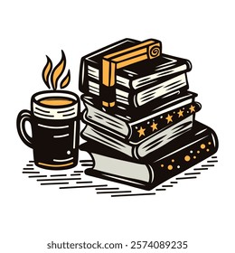 Cozy reading icon in vintage style