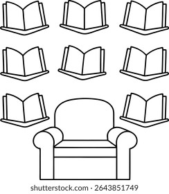 A Cozy Reading Nook with a Comfortable Armchair Surrounded by Books Illustrating a Love for Literature and the Joy of Immersing Oneself in the World of Stories and Knowledge